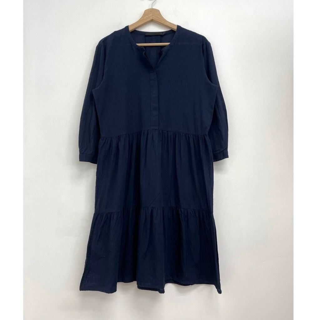 Jenni Kayne James Dress Tiered A-Line Navy Relaxed Lightweight *HEMMED* - Small